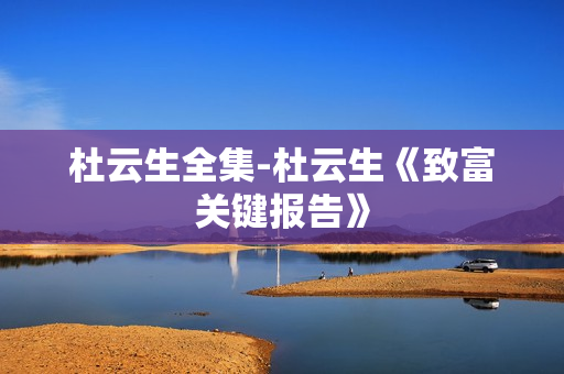 杜云生全集-杜云生《致富关键报告》