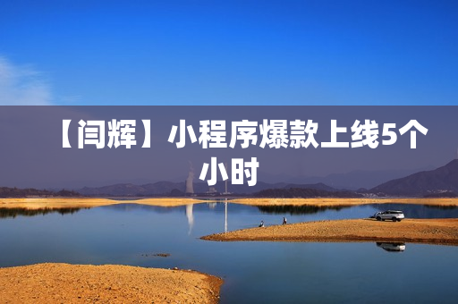 【闫辉】小程序爆款上线5个小时