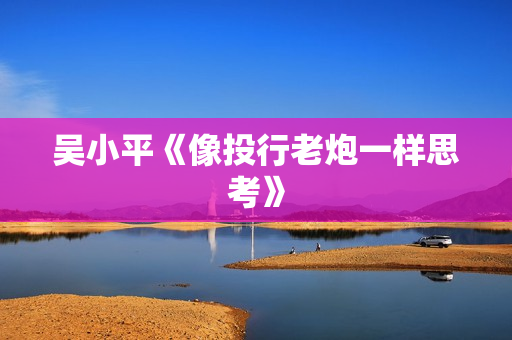 吴小平《像投行老炮一样思考》