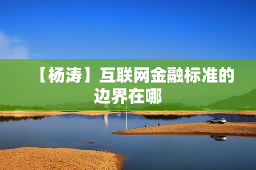 【杨涛】互联网金融标准的边界在哪