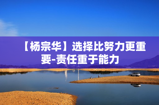 【杨宗华】选择比努力更重要-责任重于能力