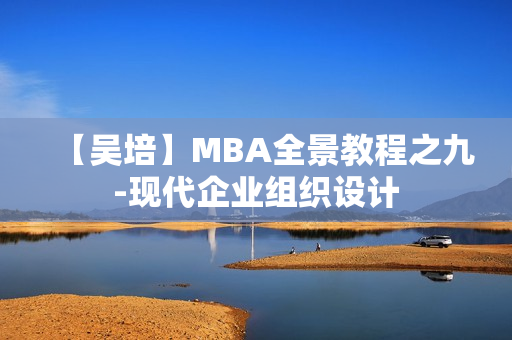 【吴培】MBA全景教程之九-现代企业组织设计