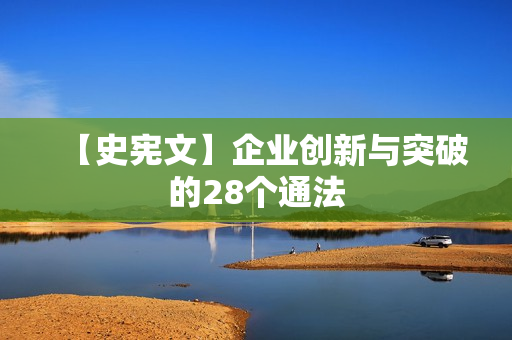 【史宪文】企业创新与突破的28个通法
