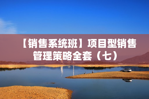 【销售系统班】项目型销售管理策略全套（七）