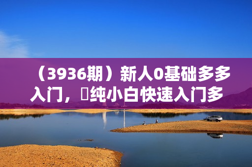 （3936期）新人0基础多多入门，​纯小白快速入门多多
