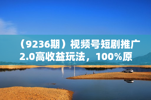 （9236期）视频号短剧推广2.0高收益玩法，100%原创，单日收益3000+，小白必备项目