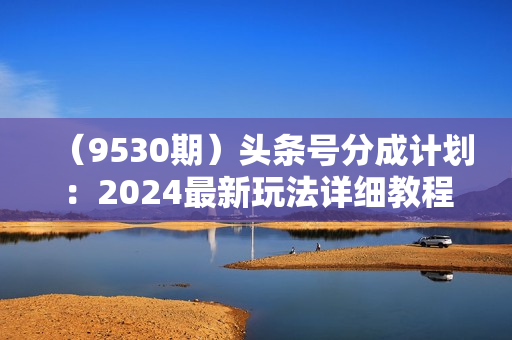 （9530期）头条号分成计划：2024最新玩法详细教程，新手小白轻松上手月入20000+