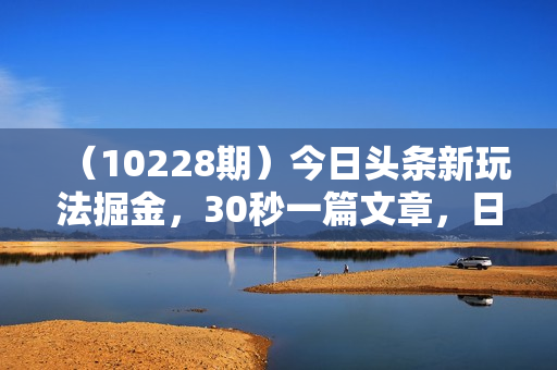 （10228期）今日头条新玩法掘金，30秒一篇文章，日入2000+