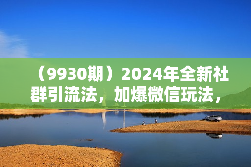 （9930期）2024年全新社群引流法，加爆微信玩法，日引精准创业粉兼职粉200+，自己