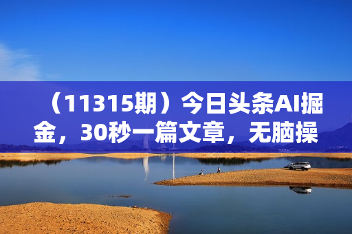 （11315期）今日头条AI掘金，30秒一篇文章，无脑操作，日入2000+