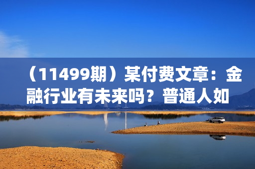 （11499期）某付费文章：金融行业有未来吗？普通人如何利用金融行业发财?(附财富密码)
