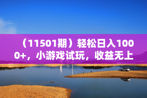 （11501期）轻松日入1000+，小游戏试玩，收益无上限，全新市场！