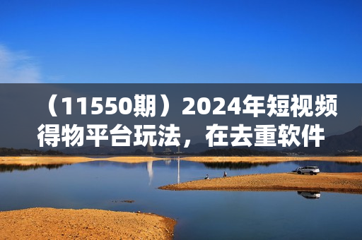 （11550期）2024年短视频得物平台玩法，在去重软件的加持下爆款视频，轻松月入过万