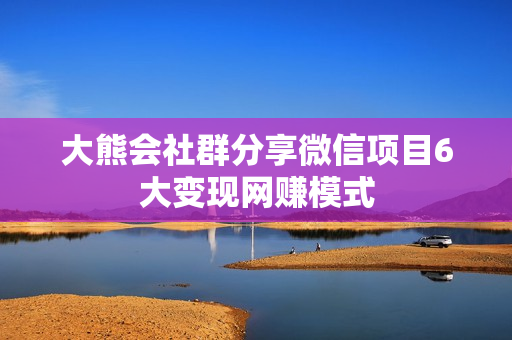 大熊会社群分享微信项目6大变现网赚模式