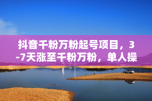 抖音千粉万粉起号项目，3-7天涨至千粉万粉，单人操作月入3W+