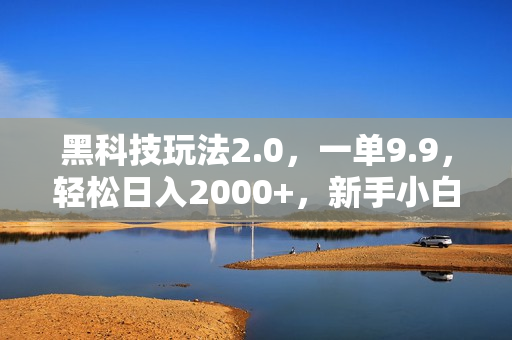黑科技玩法2.0，一单9.9，轻松日入2000+，新手小白秒上手