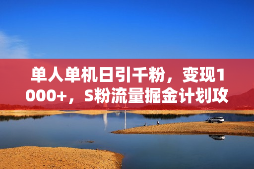 单人单机日引千粉，变现1000+，S粉流量掘金计划攻略