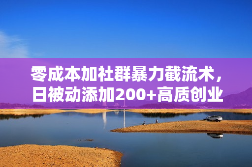 零成本加社群暴力截流术，日被动添加200+高质创业粉 ，日变现1000+，内