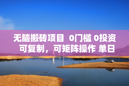 无脑搬砖项目  0门槛 0投资  可复制，可矩阵操作 单日收入可达2000+