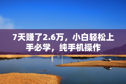 7天赚了2.6万，小白轻松上手必学，纯手机操作