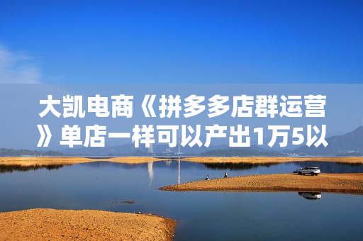 大凯电商《拼多多店群运营》单店一样可以产出1万5以上利润