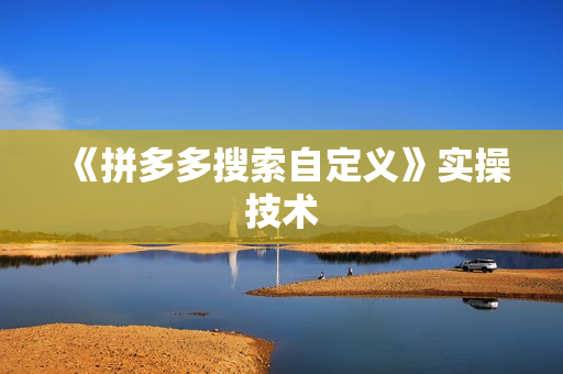 《拼多多搜索自定义》实操技术