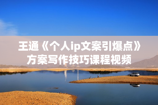 王通《个人ip文案引爆点》方案写作技巧课程视频