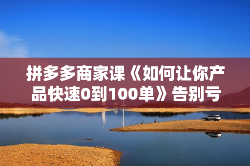 拼多多商家课《如何让你产品快速0到100单》告别亏损，实现盈利赚钱