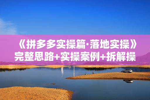 《拼多多实操篇·落地实操》完整思路+实操案例+拆解操作思路+复杂的算法简单化