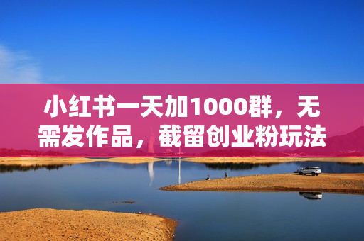 小红书一天加1000群，无需发作品，截留创业粉玩法 （附软件）