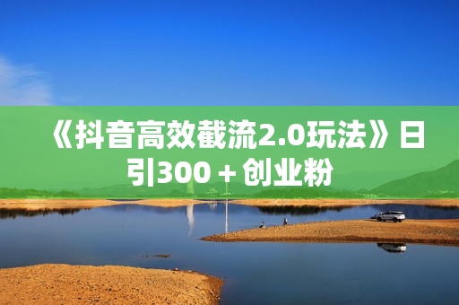 《抖音高效截流2.0玩法》日引300＋创业粉